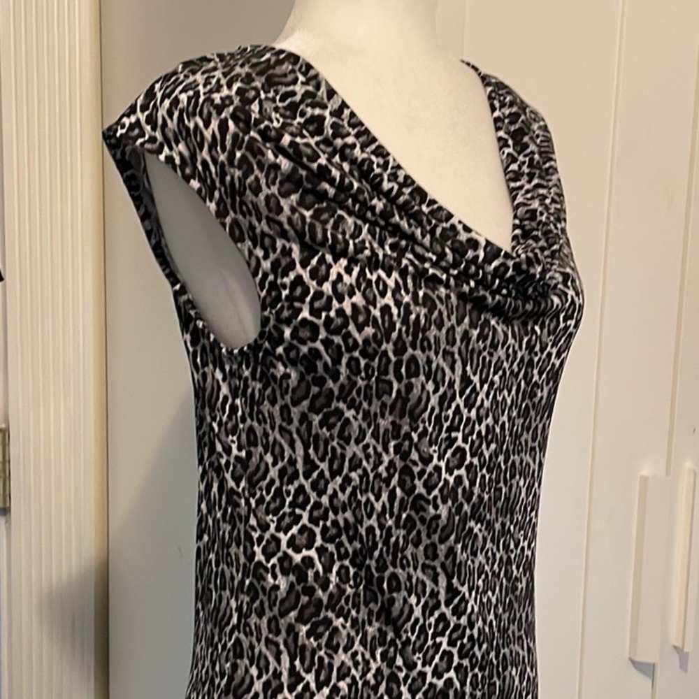 Michael Kors black white animal print top size M